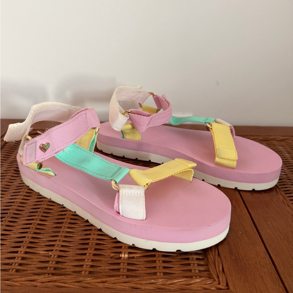Stoney Clover Lane Pink Sandal with Yellow and Aqua Straps